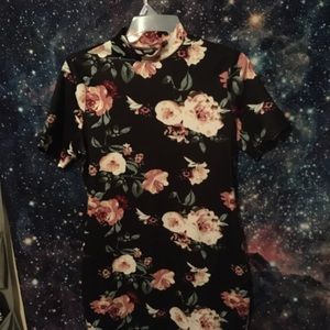 Mock neck floral print dress